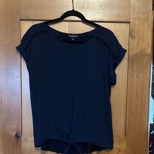 Positively Navy Women's Blouse with Lace Detail
